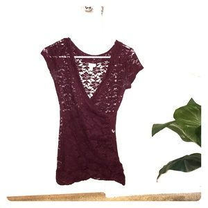 Maroon Lace Vanity Shirt